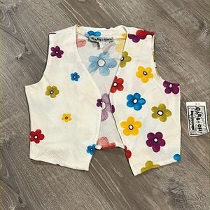 NEW TRUE VINTAGE 90's DEADSTOCK KIDS RETRO FLOWER PRINT TEXTURED VEST